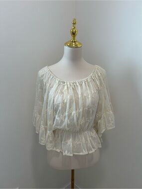 ✨ Lace Peasant Blouse – NWOT